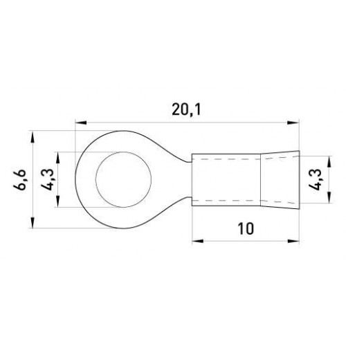 Ізольований наконечник кільцевий 4,3 мм для проводу 0,5-1,5 мм2 червоний 100 шт (s1036001) E.NEXT