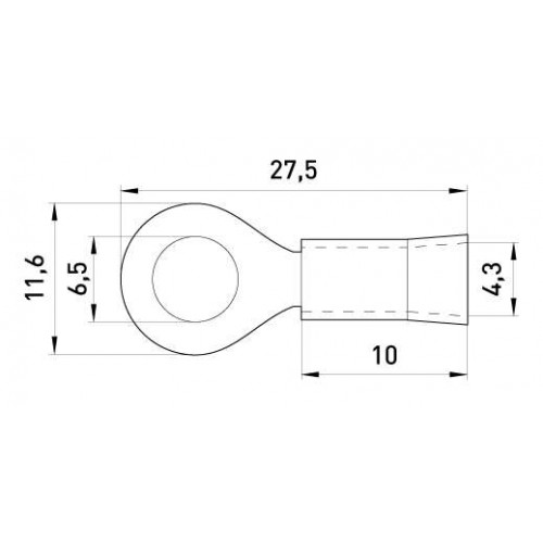 Ізольований наконечник кільцевий 6,5 мм для проводу 0,5-1,5 мм2 жовтий 100 шт (s1036009) E.NEXT