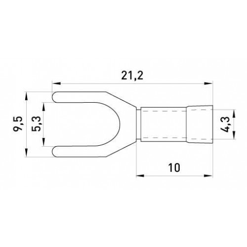 Ізольований наконечник вилковий 5,3 мм провід 0,5-1,5 мм2 чорний 100 шт (s2036010) E.NEXT