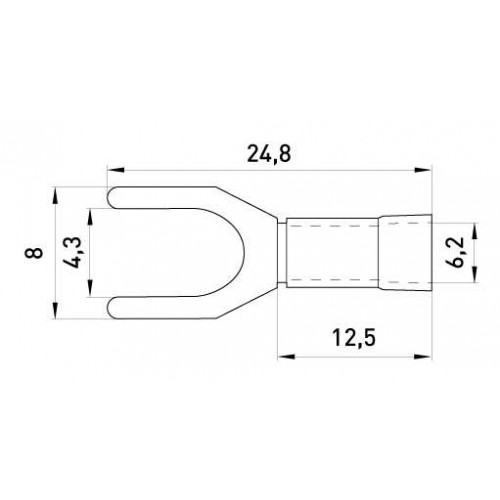 Ізольований наконечник вилковий 4,3 мм провід 2,5-4 мм2 чорний 100 шт (s2036031) E.NEXT