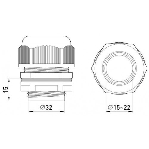 Кабельний ввід MG32 IP68 чорний (s067015) E.NEXT