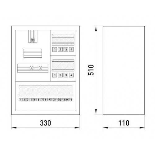 Корпус металевий навісний з замком під 3-фазний лічильник та 24 модулі 330х510х110 мм IP30 (s0100052) E.NEXT