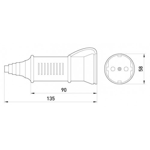 Силова розетка переносна 1-фазна 2 контактна 230 В 16 А IP44 (212) (p012022) E.NEXT