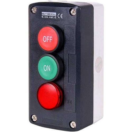 Кнопковий пост пуск-стоп-індикатор ON OFF червоний 1р 1з IP54 (s006022) E.NEXT