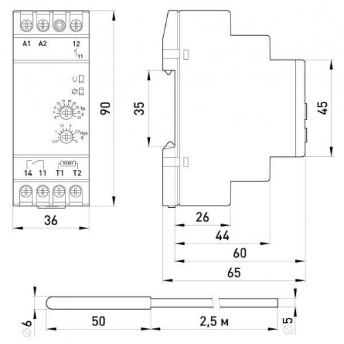 Реле контролю температури модульне 16 A АС/DC 24-240 В -5…+40 °С (i0310016) E.NEXT