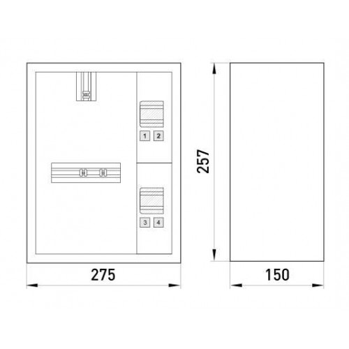 Корпус металевий навісний з замком під 1-фазний лічильник та 4 модулі 275х257х150 мм IP30 (s0100003) E.NEXT