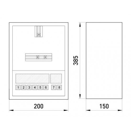 Корпус металевий навісний з замком під 1-фазний лічильник та 8 модулів 200х385х150 мм IP30 (s0100005) E.NEXT