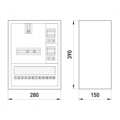 Корпус металевий навісний з замком під 1-фазний лічильник та 16 модулів 280х390х150 мм IP30 (s0100009) E.NEXT