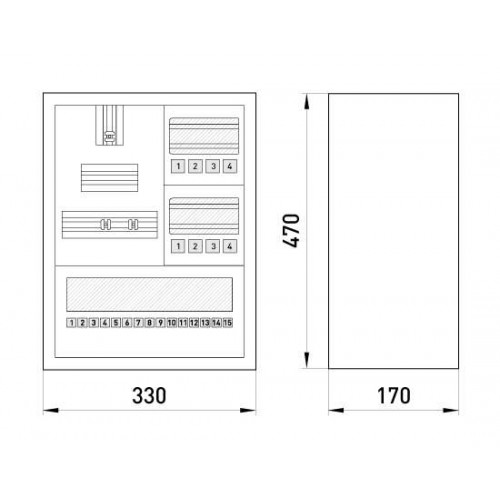 Корпус металевий навісний з замком під 3-фазний лічильник та 24 модулі 330х470х170 мм IP30 (s0100013) E.NEXT