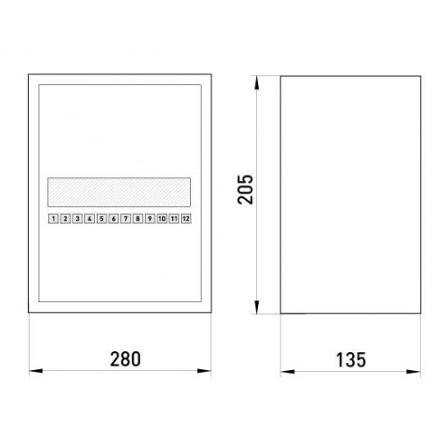 Корпус металевий навісний з замком під 12 модулів 280х205х130 мм IP30 (s0100020) E.NEXT