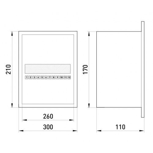 Корпус металевий вбудований з замком під 12 модулів ніша 260х170х110 мм IP30 (s0100021) E.NEXT