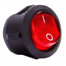 Перемикач клавішний круглий 20 мм 3 контакти червоний з підсвіткою 6 А (s2040001) E.NEXT