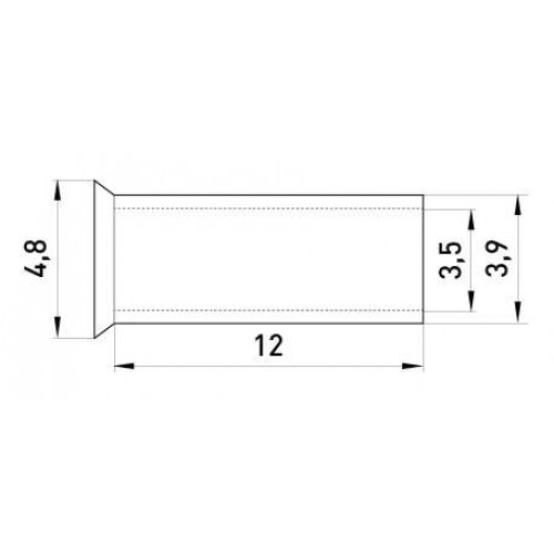 Неізольований наконечник втулковий для обтискання багатожильного проводу 6 мм2 довжина 12 мм 100 шт (s4038011) E.NEXT