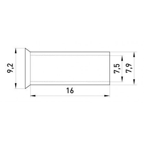 Неізольований наконечник втулковий для обтискання багатожильного проводу 16 мм2 довжина 16 мм 100 шт (s4038016) E.NEXT