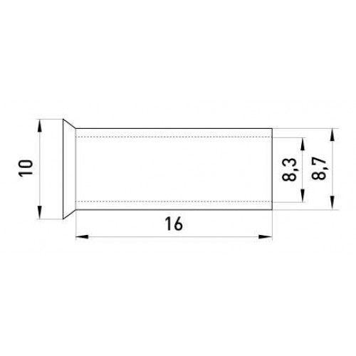 Неізольований наконечник втулковий для обтискання багатожильного проводу 35 мм2 довжина 16 мм 100 шт (s4038018) E.NEXT