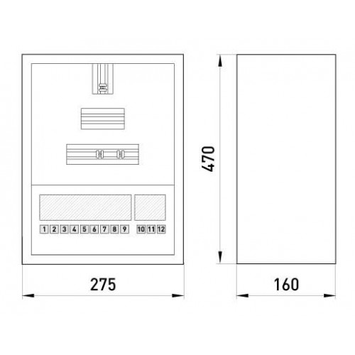 Корпус металевий навісний з замком під 3-фазний лічильник та 12 модулів 275х470х160 мм IP30 (s0100071) E.NEXT