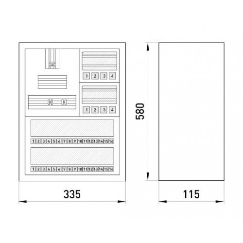 Корпус металевий навісний з замком під 3-фазний лічильник та 36 модулів 335х580х115 мм IP30 (s0100073) E.NEXT