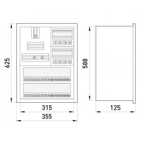 Корпус металевий вбудований з замком під 3-фазний лічильник та 36 модулів ніша 315х588х125 мм IP30 (s0100074) E.NEXT