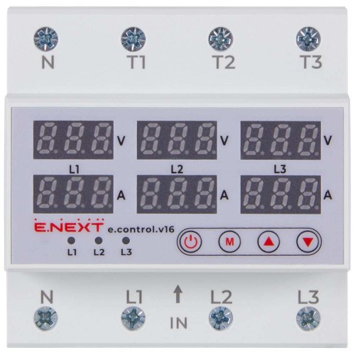 Реле контролю напруги та струму 3-фазне модульне 63 А з індикацією (p0690026) E.NEXT