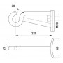 Кутовий гак 220 мм для кріплення на кутових опорах за допомогою прохідного болта М20 (p035002) E.NEXT