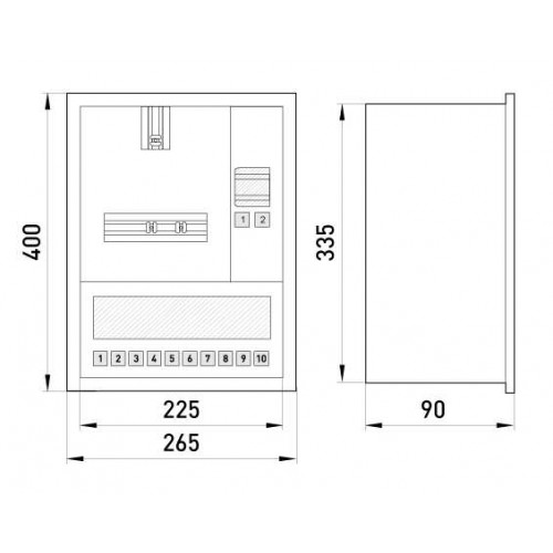 Корпус металевий вбудований з замком під 1-фазний лічильник та 10 модулів ніша 225х335х90 мм IP30 (s0100066) E.NEXT