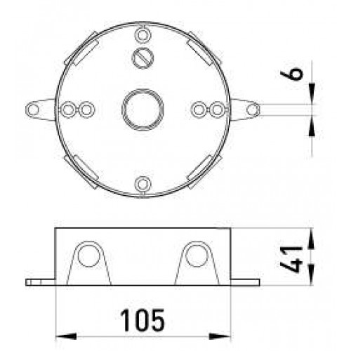 Коробка розподільча (монтажна) металева без кришки кругла 105 мм на 5 різьбових вводів для труб 1/2