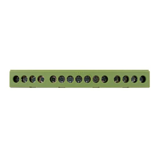 Шина нульова 15 отворів на DIN-рейку в ізольованому корпусі зелена (p0650016) E.NEXT