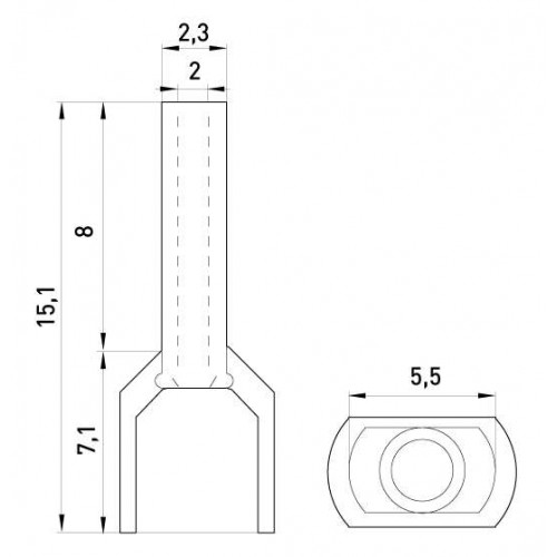 Ізольований наконечник втулковий для обтискання двох проводів 1 мм2 штир 8 мм білий 100 шт (s4037003) E.NEXT