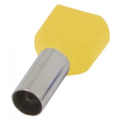 Ізольований наконечник втулковий для обтискання двох проводів 1,5 мм2 штир 8 мм жовтий 100 шт (s4037005) E.NEXT