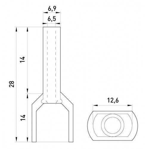 Ізольований наконечник втулковий для обтискання двох проводів 10 мм2 штир 14 мм коричневий 100 шт (s4037011) E.NEXT