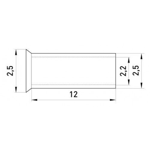 Неізольований наконечник втулковий для обтискання багатожильного проводу 2,5 мм2 довжина 12 мм 100 шт (s4038007) E.NEXT