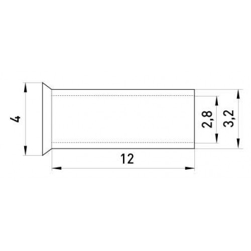 Неізольований наконечник втулковий для обтискання багатожильного проводу 4 мм2 довжина 12 мм 100 шт (s4038009) E.NEXT