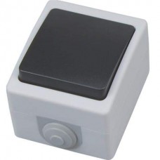 Вимикач накладний 1-клавішний 10А 250V IP54 сірий ATOM (112-100-0004-010) Horoz Electric