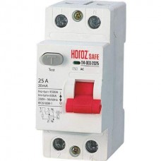 Пристрій захисного відключення (ПЗВ) 2Р 25А 30mA 230V SAFE (114-003-2025-010) Horoz Electric