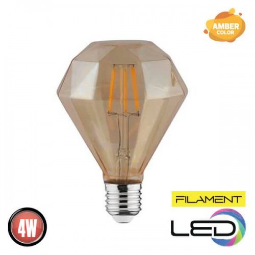 Світлодіодна лампа філамент 4W Е27 2200К 360Lm 220-240V RUSTIC DIAMOND-4 (001-034-0004-010) Horoz Electric