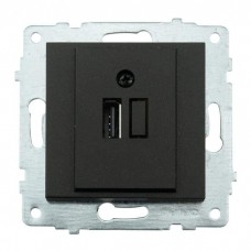 Механізм розетки USB з адаптером чорний металік GRANO (600-000317-245) Horoz Electric