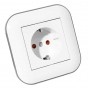 Розетка з заземленням та шторками білий+сірий LOFT (404-010303-218) Horoz Electric