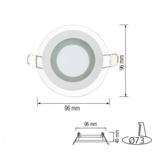 Світильник вбудований світлодіодний 6W 6400K 480Lm 165-260V d-96мм білий круглий CLARA-6 (016-016-0006-010) Horoz Electric