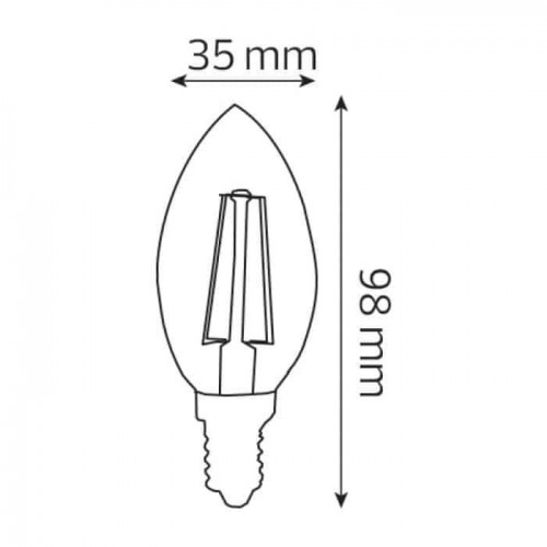 Світлодіодна лампа філамент 4W свічка Е14 2700К 420Lm 220-240V FILAMENT CANDLE-4 (001-013-0004-010) Horoz Electric