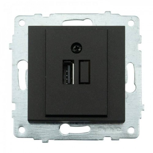 Механізм розетки USB з адаптером чорний металік GRANO (600-000317-245) Horoz Electric