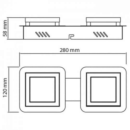 Світильник світлодіодний стельовий 2*5W 4000K 600Lm 220-240V 280x120мм хром LİKYA-2 (036-007-0002-010) Horoz Electric