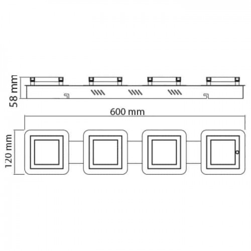 Світильник світлодіодний стельовий 4*5W 4000K 1200Lm 220-240V 600x120мм хром LİKYA-5 (036-007-0005-010) Horoz Electric