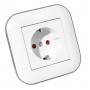 Розетка з заземленням та шторками білий+сірий LOFT (404-010303-218) Horoz Electric