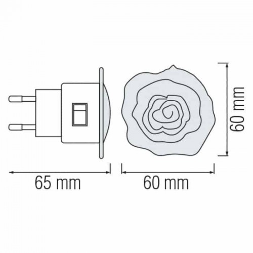 Нічник світлодіодний 0,4W 25Lm 220-240V 60x60мм. квітка червоний MAX (085-001-0004-011) Horoz Electric