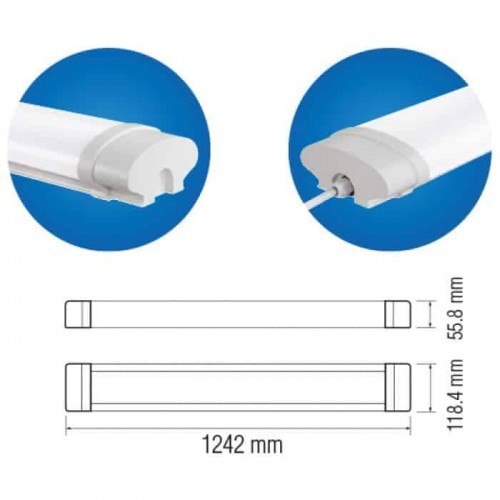 Світильник вологозахищений світлодіодний 72W 4200K 5760Lm 170-265V IP65 1242x118,4мм. OKYANUS-72 (059-005-0072-020) Horoz Electric