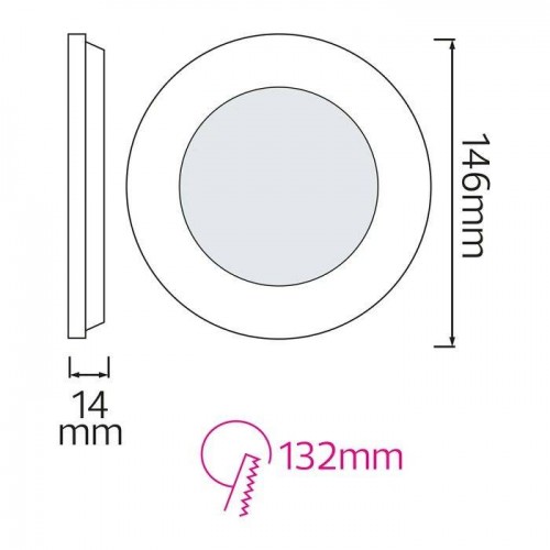 Панель вбудована світлодіодна 9W 6400K 540Lm 165-260V d-146мм. кругла біла SLIM-9 (056-003-0009-040) Horoz Electric