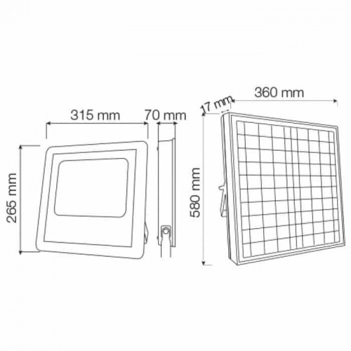 Прожектор світлодіодний з сонячною панеллю 100W 1500Lm 6400K IP65 чорний TIGER-100 (068-012-0100-010) Horoz Electric