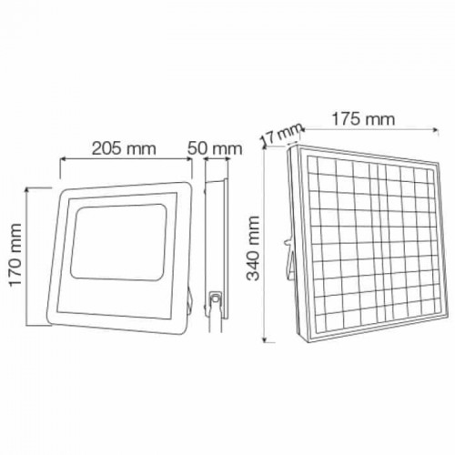 Прожектор світлодіодний з сонячною панеллю 25W 465Lm 6400K IP65 чорний TIGER-25 (068-012-0025-010) Horoz Electric