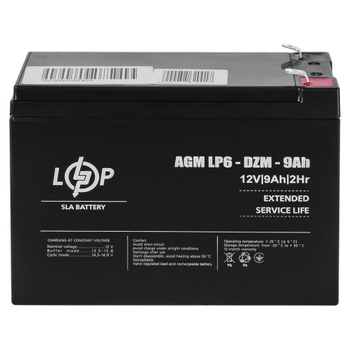 Тяговий акумулятор AGM 12 В 9 Аг (12654) LogicPower
