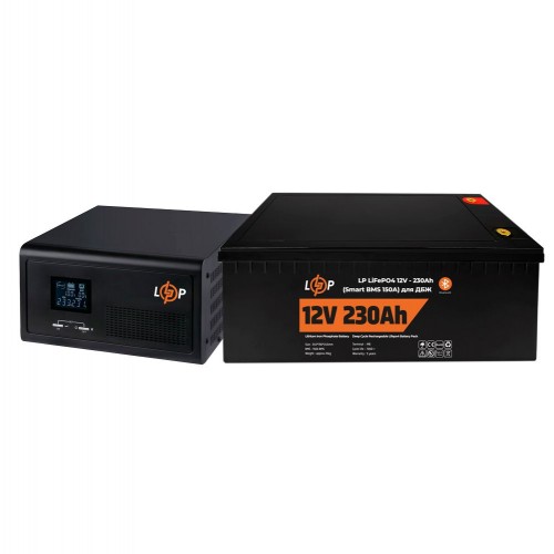 Комплект резервного живлення ДБЖ 600 Вт LiFePO4 АКБ 12 В 230 Аг (20483) LogicPower